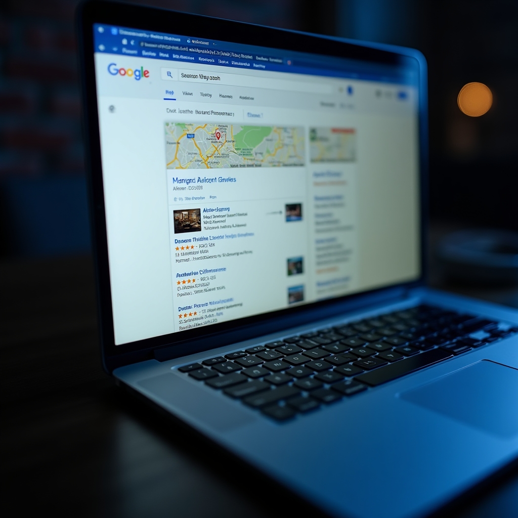Close-up of a Google search results page showing the local map pack with three business listings